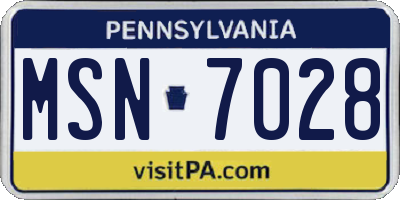 PA license plate MSN7028