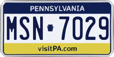 PA license plate MSN7029