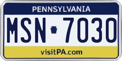 PA license plate MSN7030