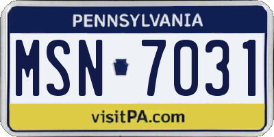 PA license plate MSN7031
