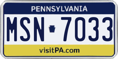 PA license plate MSN7033