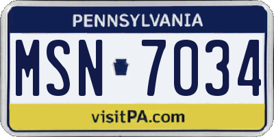 PA license plate MSN7034