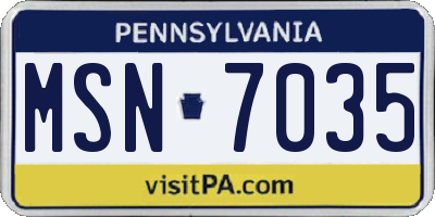 PA license plate MSN7035