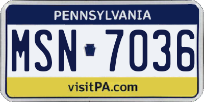 PA license plate MSN7036