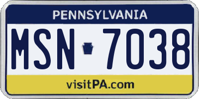 PA license plate MSN7038