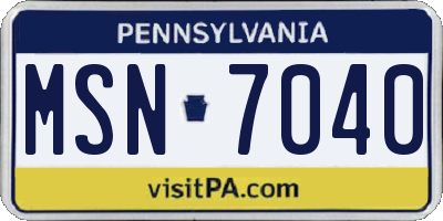 PA license plate MSN7040
