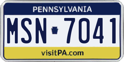 PA license plate MSN7041