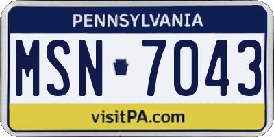 PA license plate MSN7043