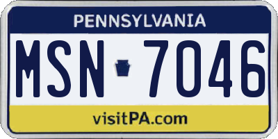 PA license plate MSN7046