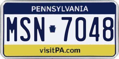 PA license plate MSN7048