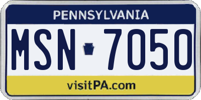 PA license plate MSN7050