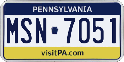 PA license plate MSN7051