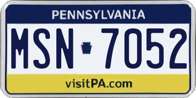 PA license plate MSN7052