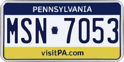 PA license plate MSN7053