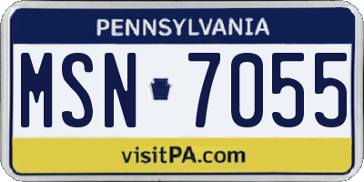 PA license plate MSN7055