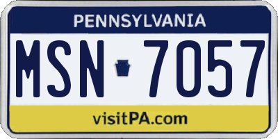 PA license plate MSN7057