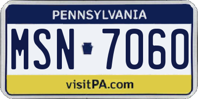 PA license plate MSN7060