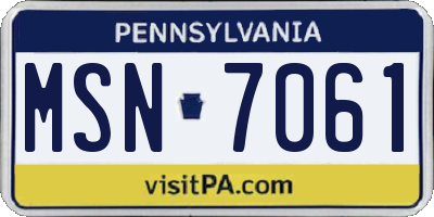 PA license plate MSN7061