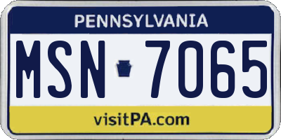 PA license plate MSN7065