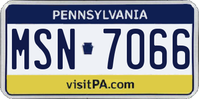 PA license plate MSN7066