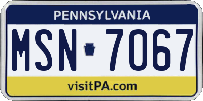 PA license plate MSN7067