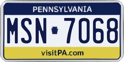 PA license plate MSN7068