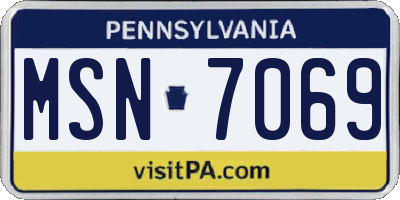 PA license plate MSN7069