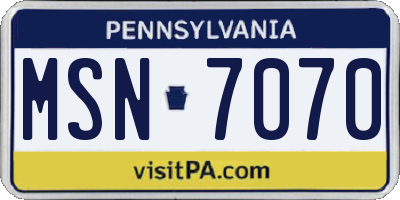 PA license plate MSN7070