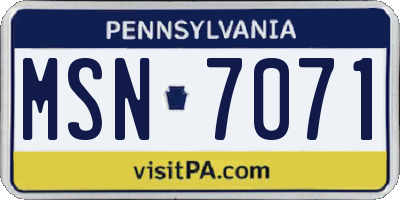 PA license plate MSN7071