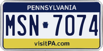 PA license plate MSN7074