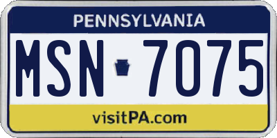 PA license plate MSN7075