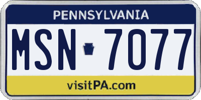 PA license plate MSN7077