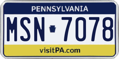 PA license plate MSN7078