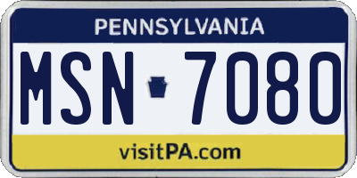 PA license plate MSN7080