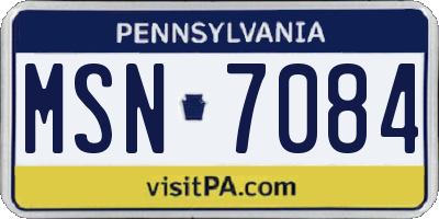 PA license plate MSN7084