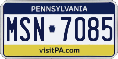 PA license plate MSN7085