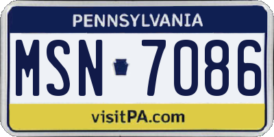 PA license plate MSN7086