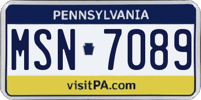 PA license plate MSN7089