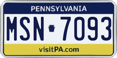 PA license plate MSN7093