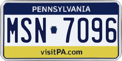 PA license plate MSN7096