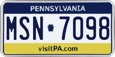 PA license plate MSN7098