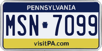 PA license plate MSN7099