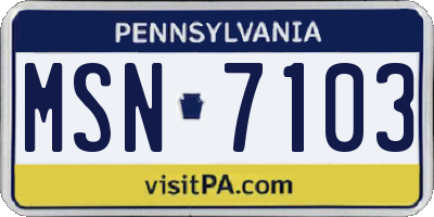 PA license plate MSN7103