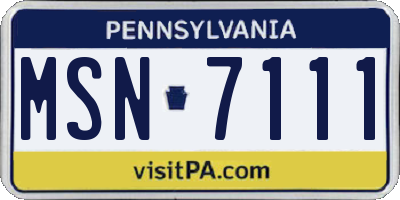 PA license plate MSN7111
