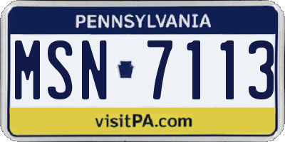 PA license plate MSN7113