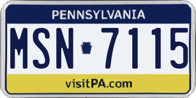 PA license plate MSN7115
