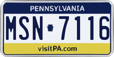 PA license plate MSN7116