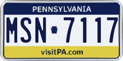 PA license plate MSN7117