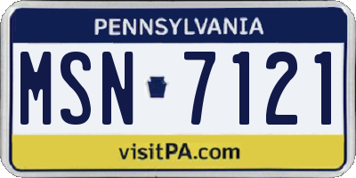 PA license plate MSN7121