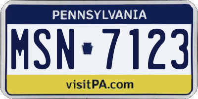 PA license plate MSN7123